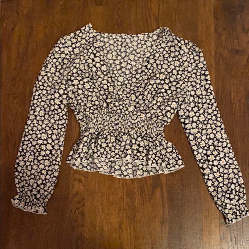 black floral blouse